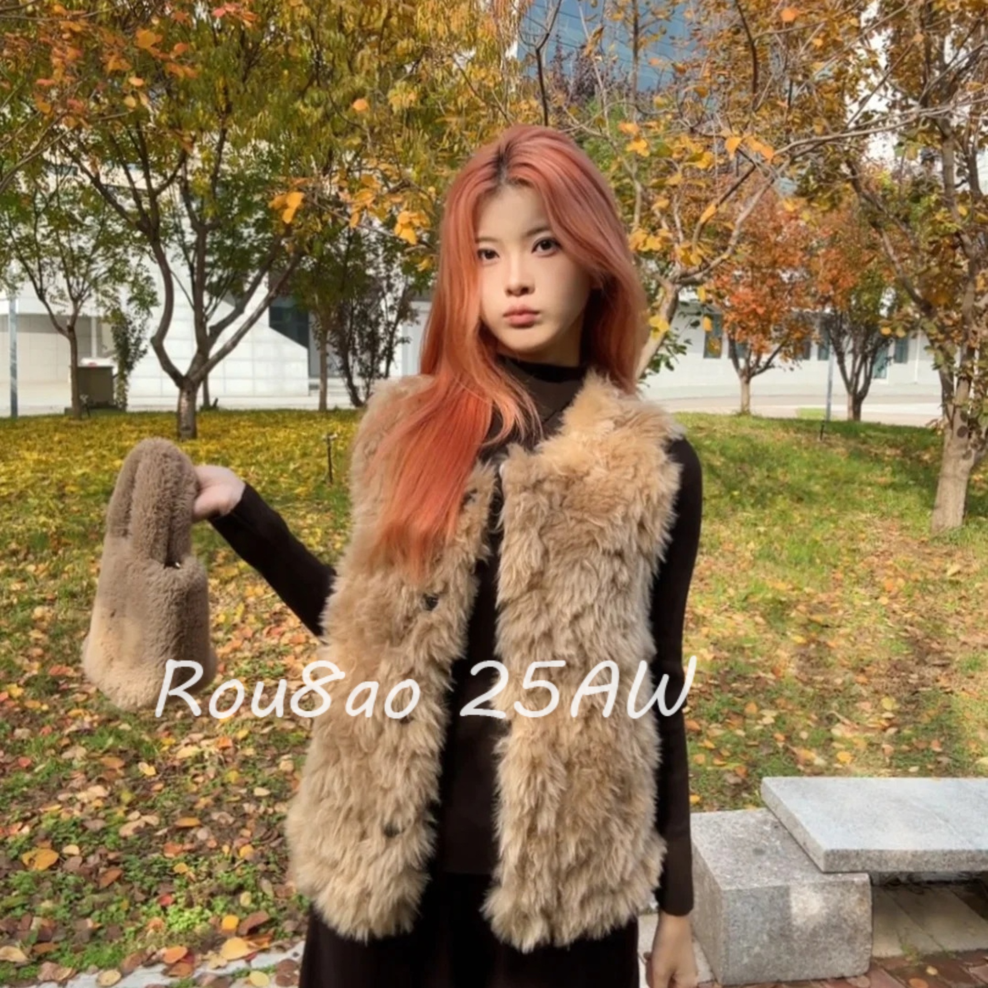 毛绒马甲女冬宽松百搭无袖上衣