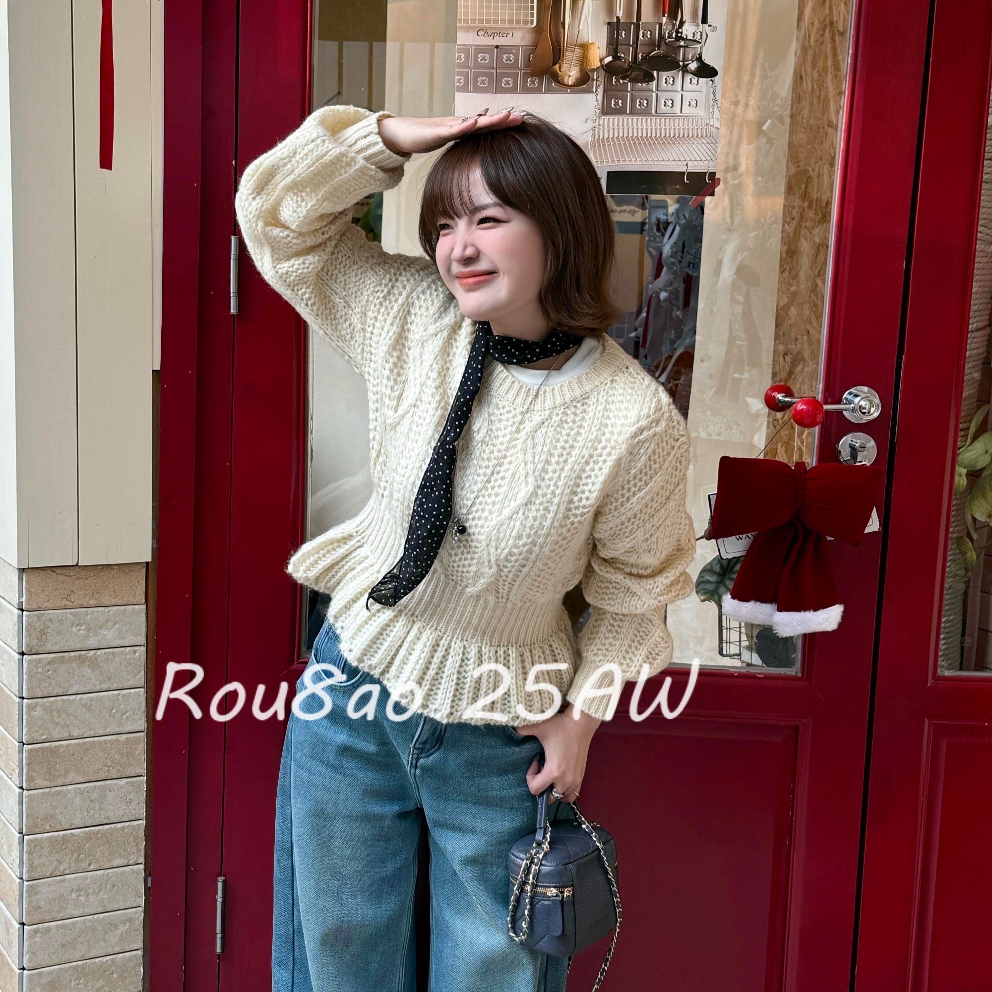 Rou8ao微胖大码女装韩系法式高级感上衣时髦遮肚子收腰针织毛衫女,女装/女士精品,大码内搭,淘宝优惠券,粉丝福利购,淘宝优惠卷