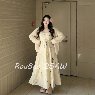 吊带裙两件套2026春夏收腰显瘦套装 Rou8ao微胖大码 开衫 法式 女装