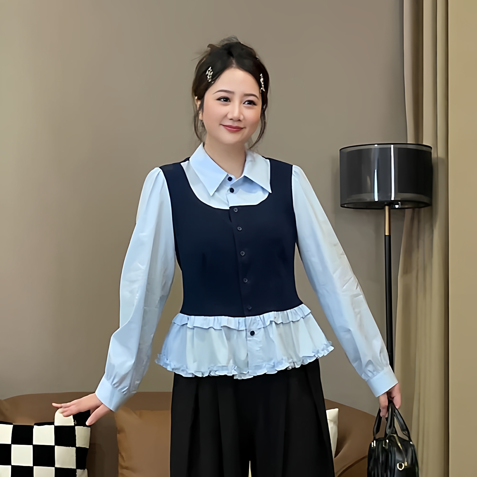 大码女装胖mm2025秋季新款衬衫