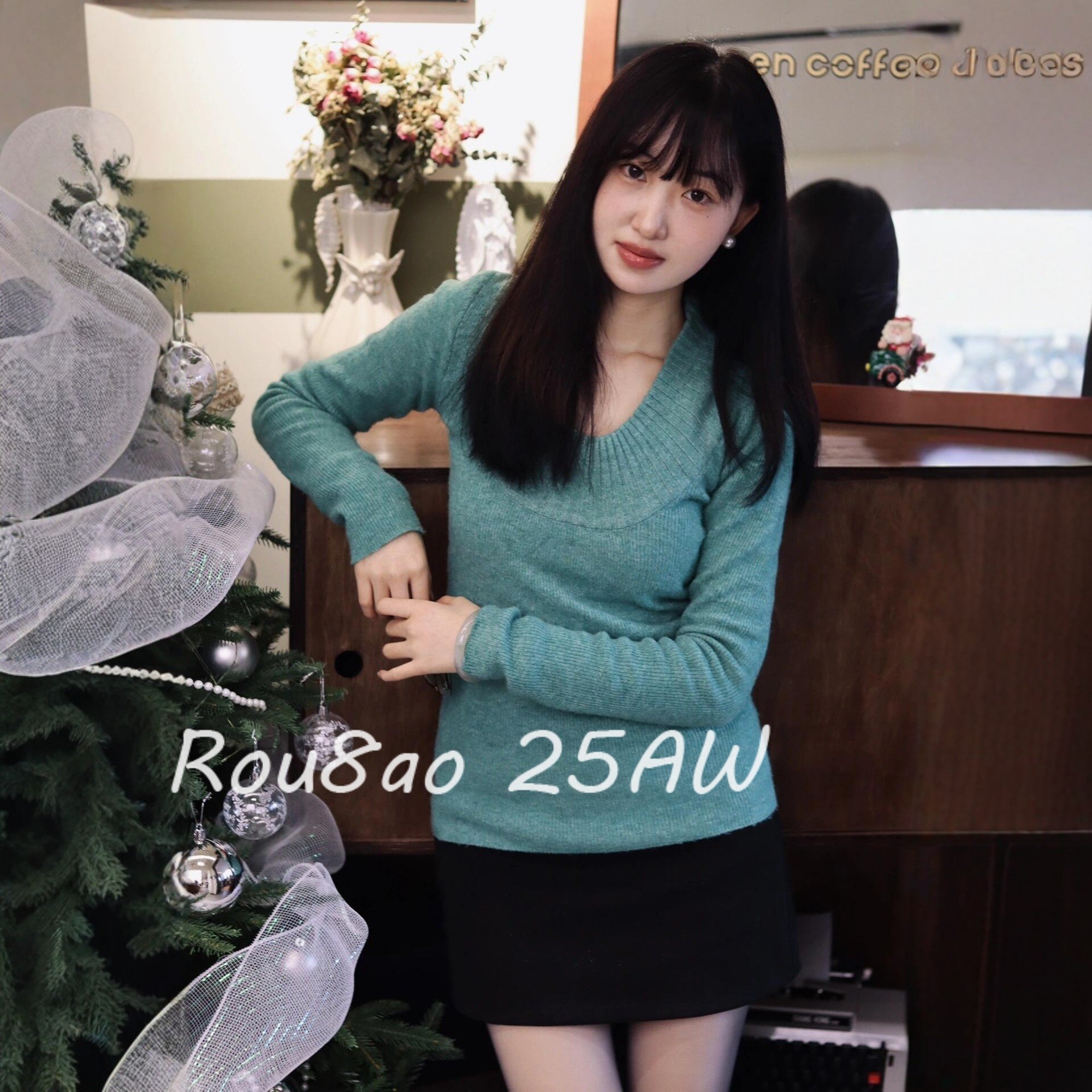 Rou8ao微胖大码女装修身显瘦绿色针织毛衣微胖mm气质内搭打底衫,女装/女士精品,大码内搭,淘宝优惠券,粉丝福利购,淘宝优惠卷