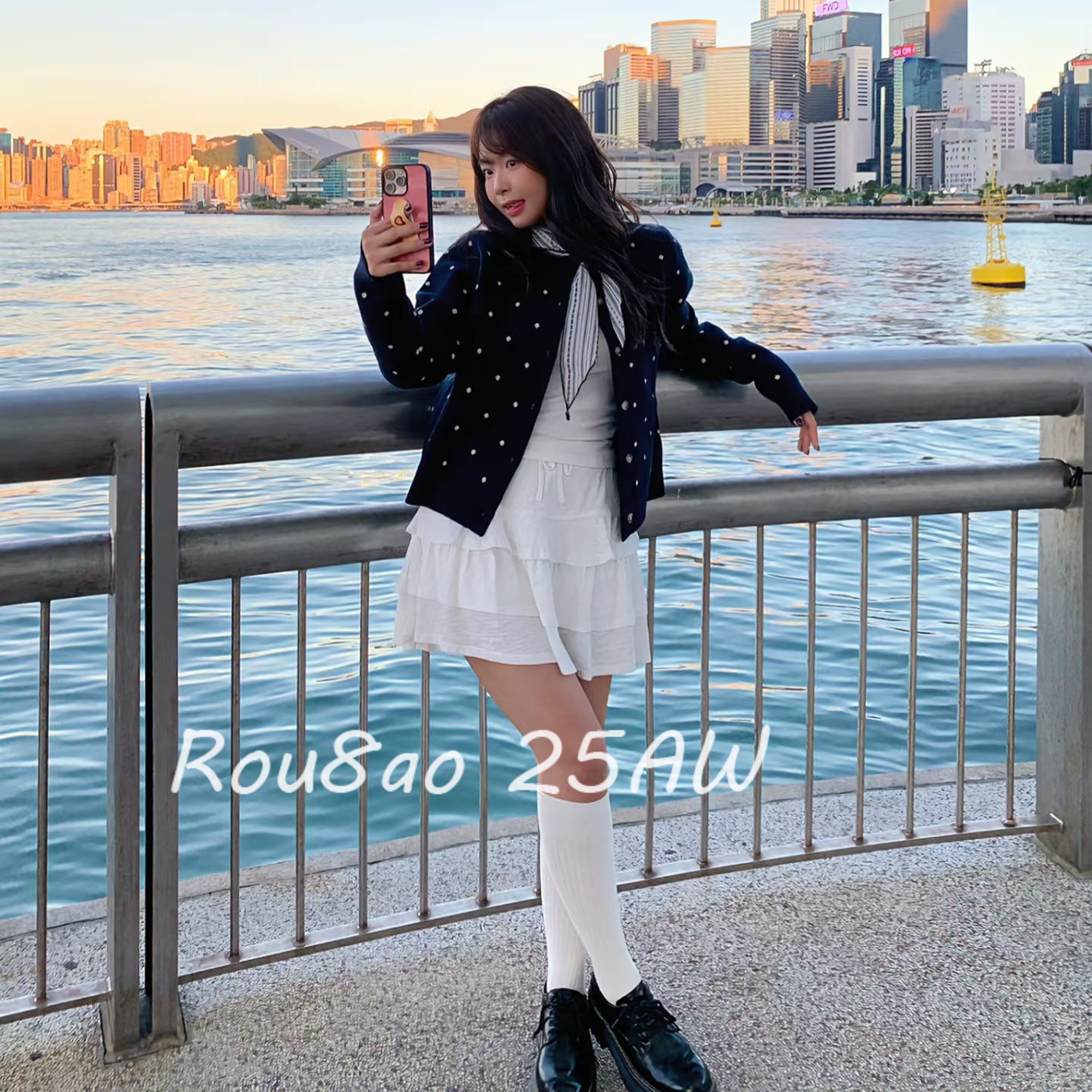 Rou8ao微胖大码女装韩系穿搭波点藏青色毛衣外套温柔软糯针织开衫,女装/女士精品,常规大码外套,淘宝优惠券,粉丝福利购,淘宝优惠卷