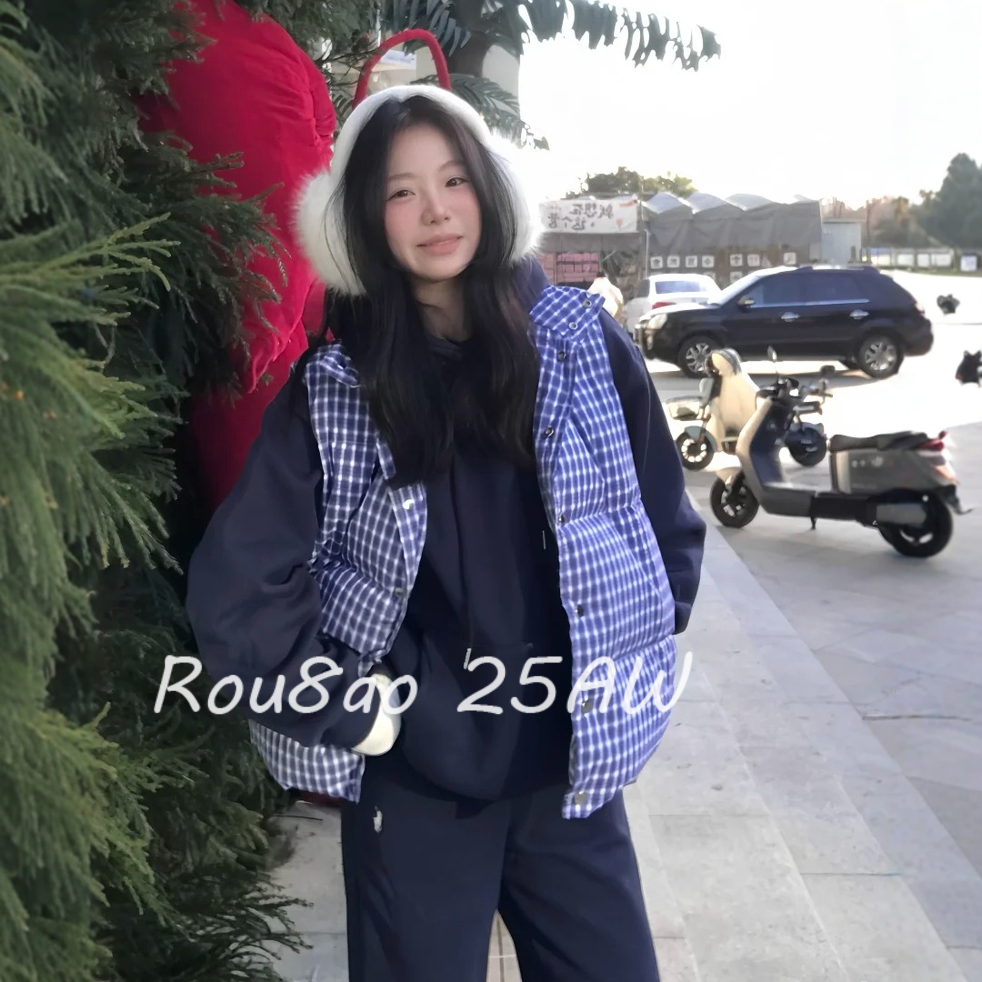 无袖马甲加绒连帽卫衣裤子三件套