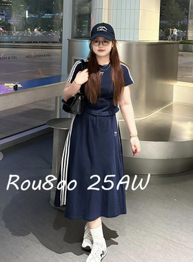 Rou8ao微胖大码女装高级感运动休闲套装2026夏微胖mm遮肚显瘦穿搭