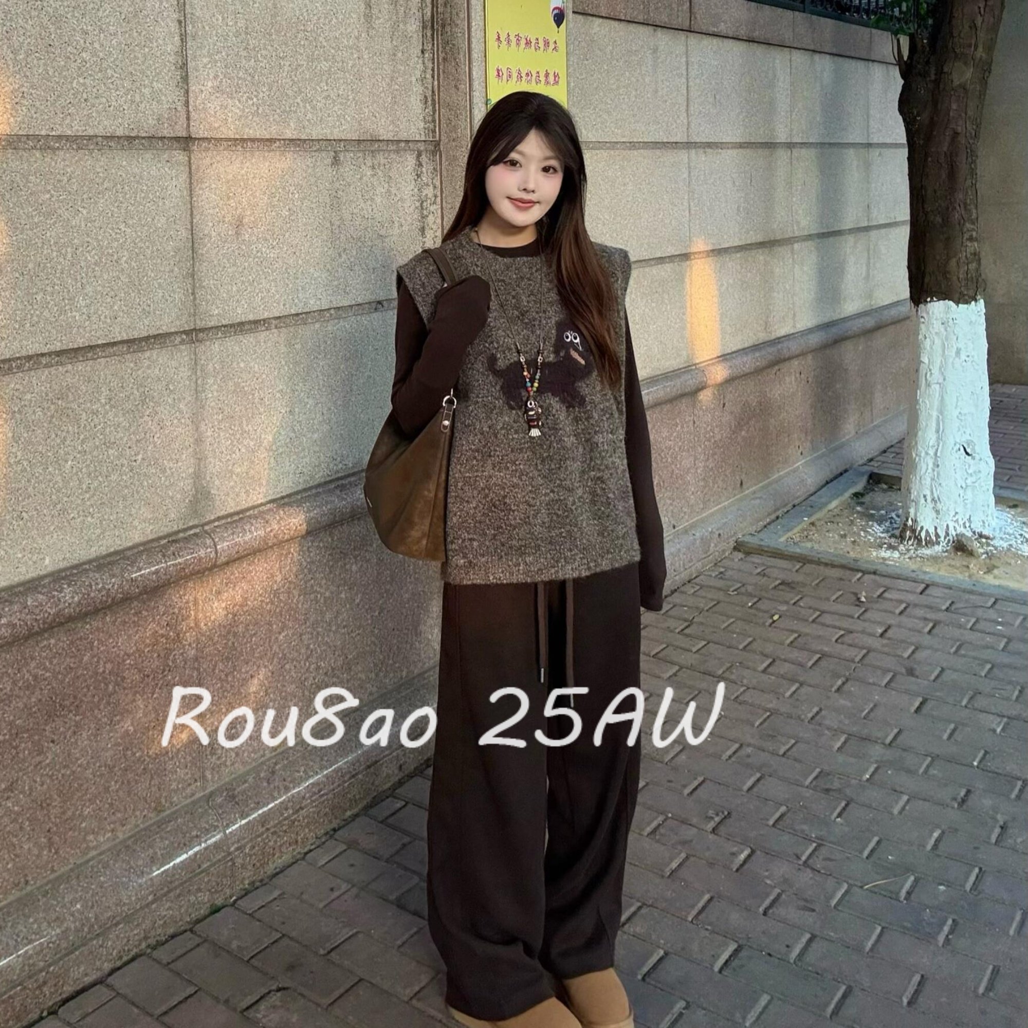 Rou8ao微胖大码女装韩系针织马甲套装秋冬气质显瘦阔腿裤三件套,女装/女士精品,大码套装,淘宝优惠券,粉丝福利购,淘宝优惠卷