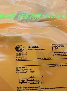 电感式传感器IGS237接近开关IGB3012-BPKG/US-104四针插件PNP常开