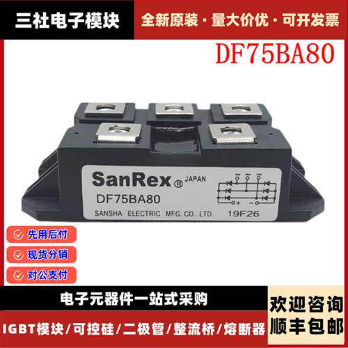SanRex三社可控硅模块DF75BA80 DFA75BA80/160 DFA200AA80/160 新