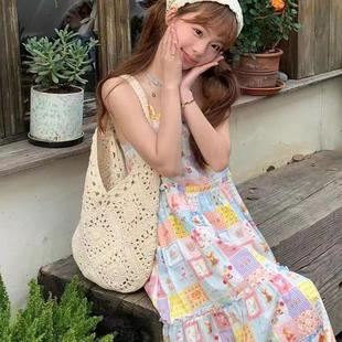 手工钩花编织包韩系ins文艺休闲棉绳单肩腋下包海滩度假草编包女