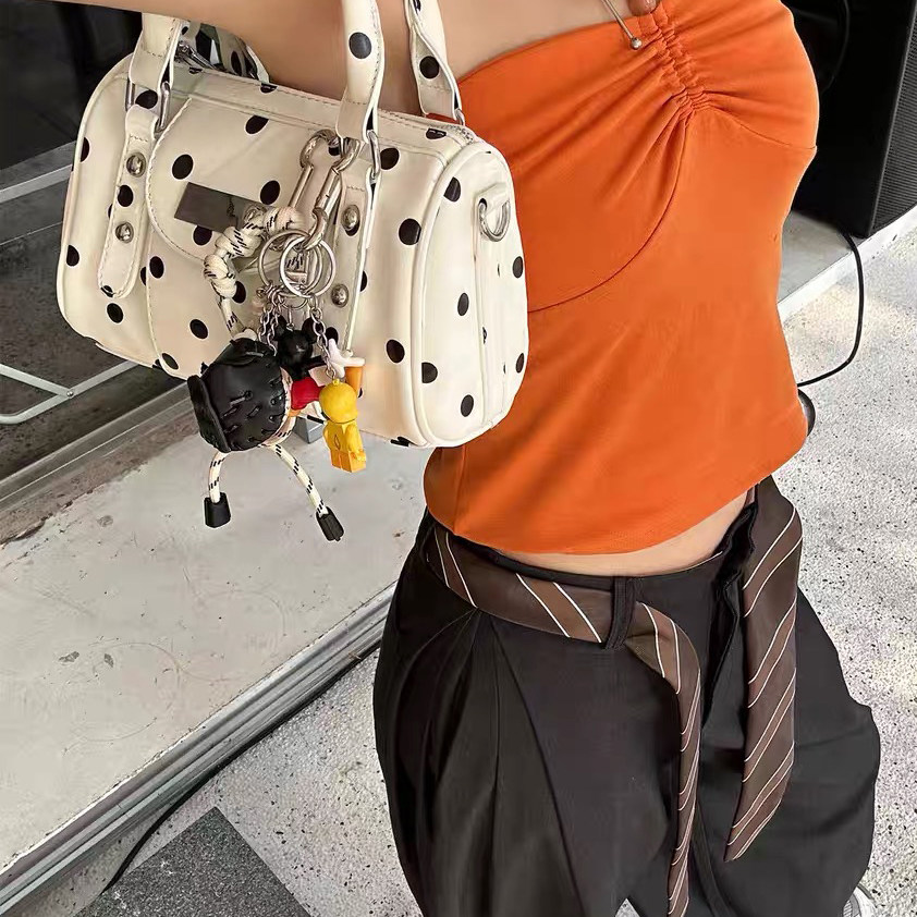 韩系小众波点手提圆筒包2025新款百搭辣妹单肩斜挎包通勤斜挎包包,箱包皮具/热销女包/男包,单肩包,淘宝优惠券,粉丝福利购,淘宝优惠卷