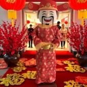 节日装 扮用品元 旦新年春节音乐感应跳舞财神爷商场超市酒店摆件