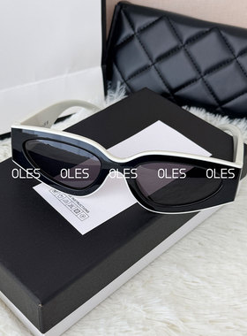 【OLES】新款熊猫配色太阳镜黑白撞色板材椭圆形猫眼墨镜男女同款