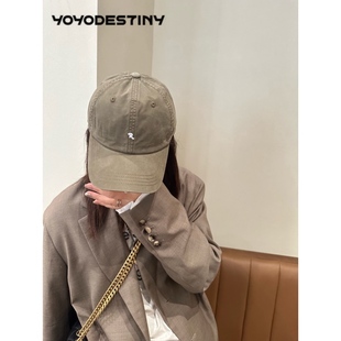 YOYO DESTINY 棒球帽女夏季薄款宽檐软顶小R标显脸小大帽檐鸭舌帽