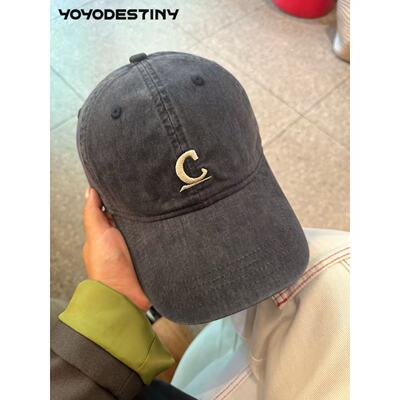 65大头围戴！C显脸小棒球帽加大加宽帽檐简约做旧水洗百搭软顶帽