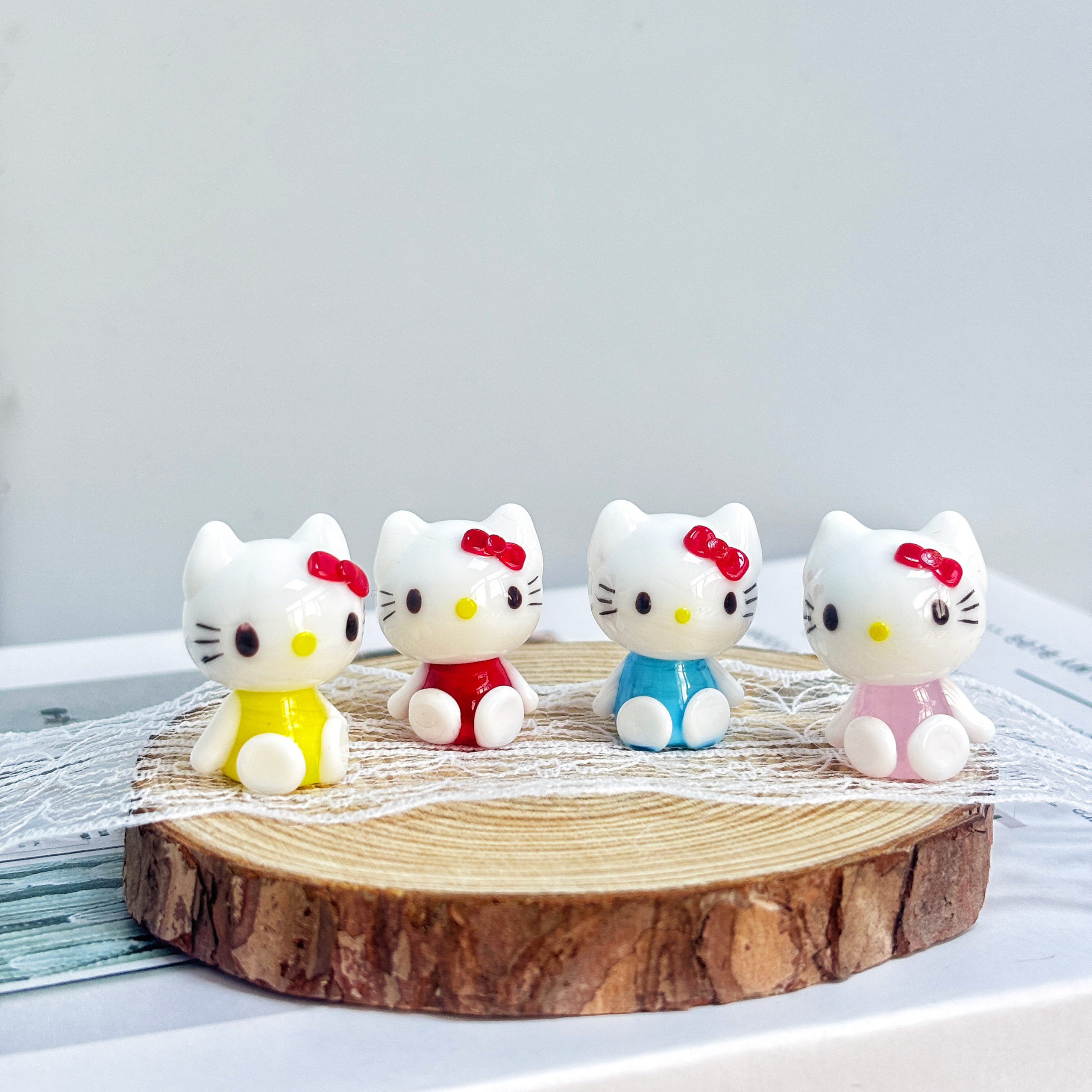 淄博琉璃工艺品柯基小狗摆件迷你特惠手作玻璃凯蒂猫小鸟树礼物