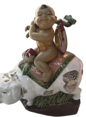 石湾陶瓷公仔家居装饰摆件霍家荣年代作品钱罐两用十二生肖招财猪