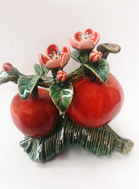 苹果90后花开富贵是福石湾陶瓷