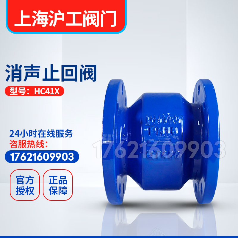 上海沪工消声止回阀良工开维喜立式法兰HC41X-16球墨铸铁单向阀门