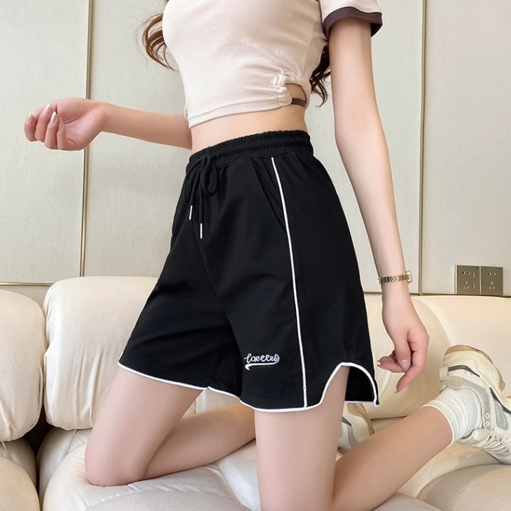 冰丝速干短裤女外穿夏季薄款高腰宽松显瘦百搭休闲阔腿运动四分裤