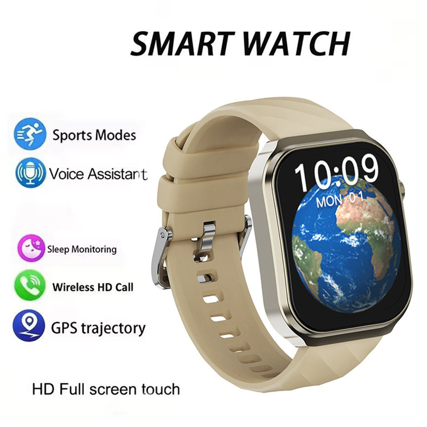 Men Smart Watch Fitness Monitor Watches 蓝牙通话智能手表男女 - 实物图