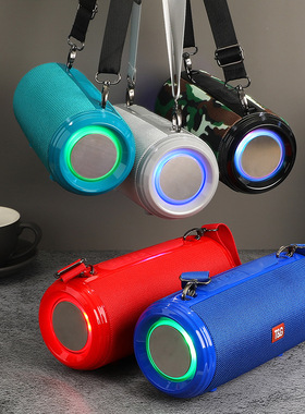 Bluetooth Speaker炫彩灯支持插卡U盘播报户外双喇叭背带蓝牙音箱