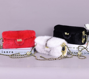 貂毛皮草包包女毛绒单肩包2025秋冬新款 小圆包真皮草百搭毛毛包