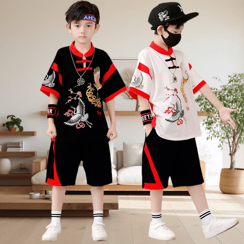 六一儿童街舞潮服套装男童嘻哈爵士舞演出服架子鼓走秀表演服装夏