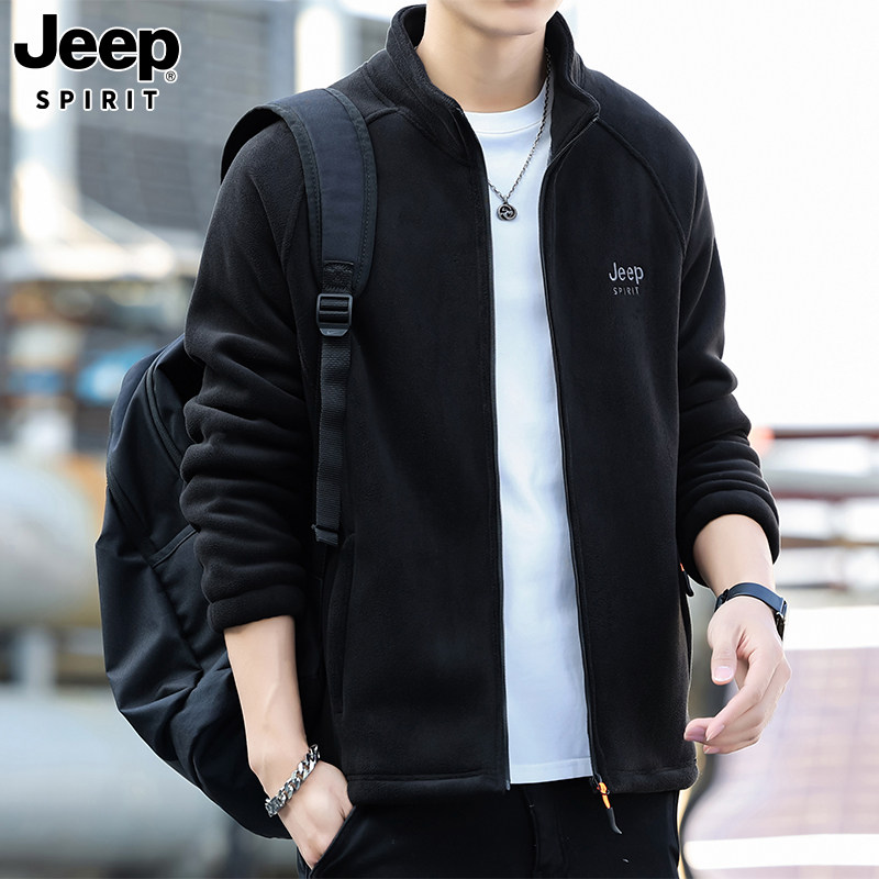 Jeep吉普男士立领摇粒绒夹克外套