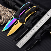 单手快开野营小刀弹簧钢刀户外露营防身小刀荒野捕猎刀具折叠刀