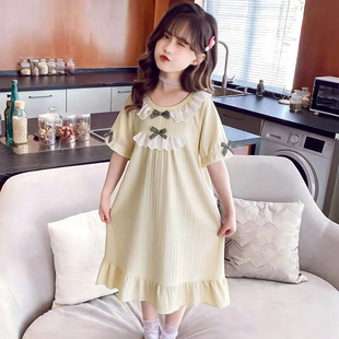 2026新款女童睡裙儿童睡衣短袖夏季薄款中大童宝宝女孩家居服纯棉