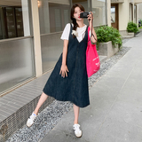 现货牛仔背带裙+T恤套S9928小个子P145K218裙110K168T35K58，女装连衣裙，沁古纱衣