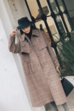 现货赫本风显瘦格子大衣262-D6159P155控228夹，女装毛呢外套，沁古纱衣