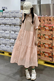 韩版慵懒风甜美条纹连衣裙女2025夏季新款宽松休闲显瘦茶歇长裙子，女装连衣裙，沁古纱衣