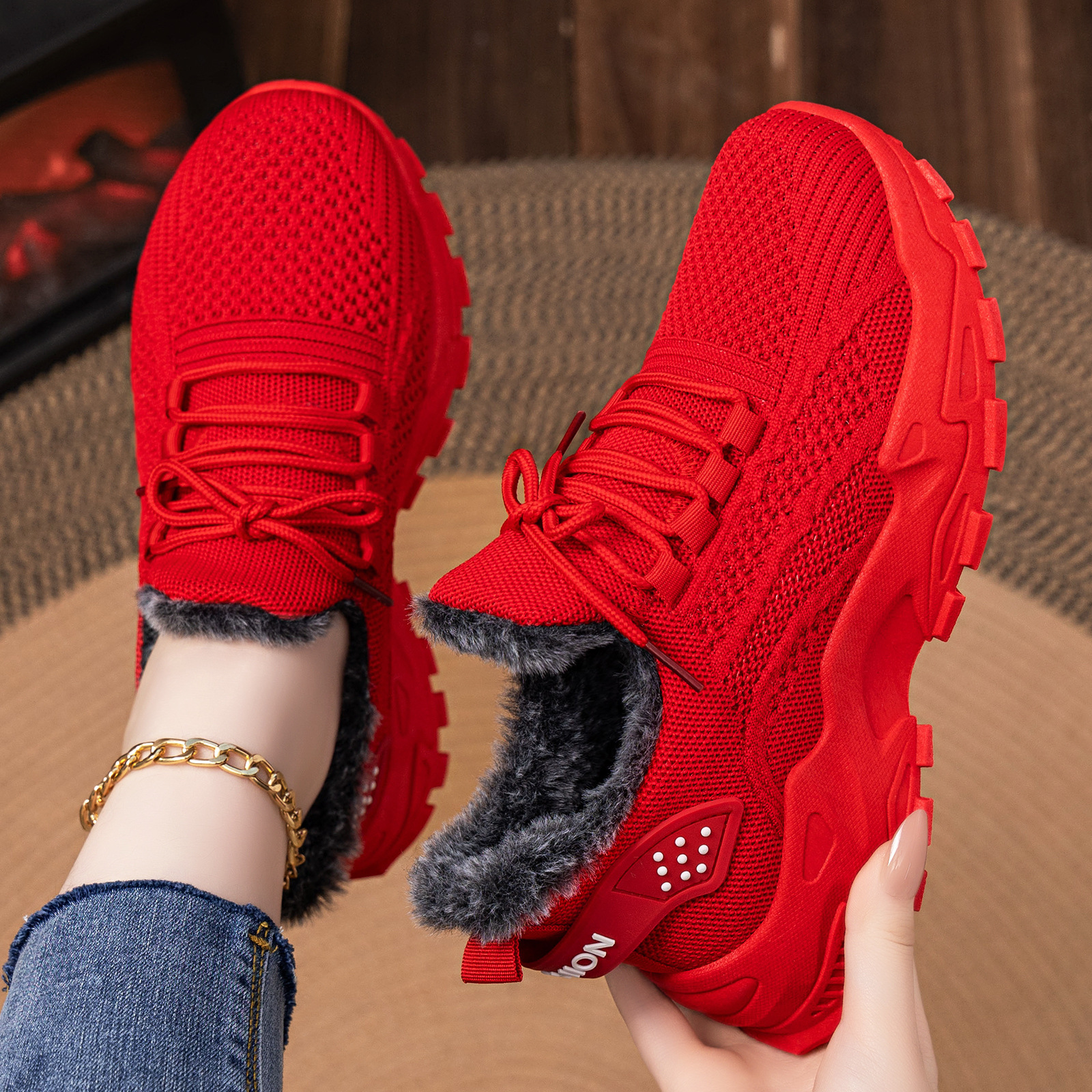 棉鞋冬季女temu新款厚底女靴加绒加厚浅口轻便短靴防寒保暖靴子