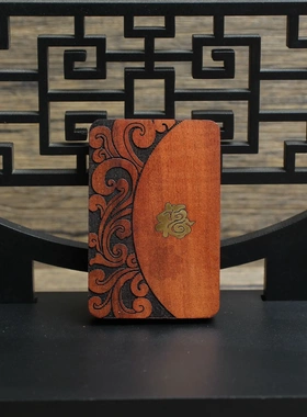 雷击枣木镶嵌福字挂件吊坠道家法器随身配饰老料深色精雕手工打磨