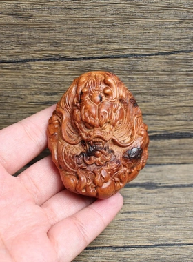 雷击枣木龙挂件手把件把玩男士挂件实木雕刻木雕文玩老料