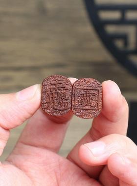 雷击木枣木雕刻赵公明雷祖配饰小配件吊坠挂件工艺品浮雕精雕文玩