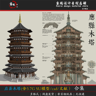木塔（山西应县佛宫寺释迦塔）丨素模SU模型源文