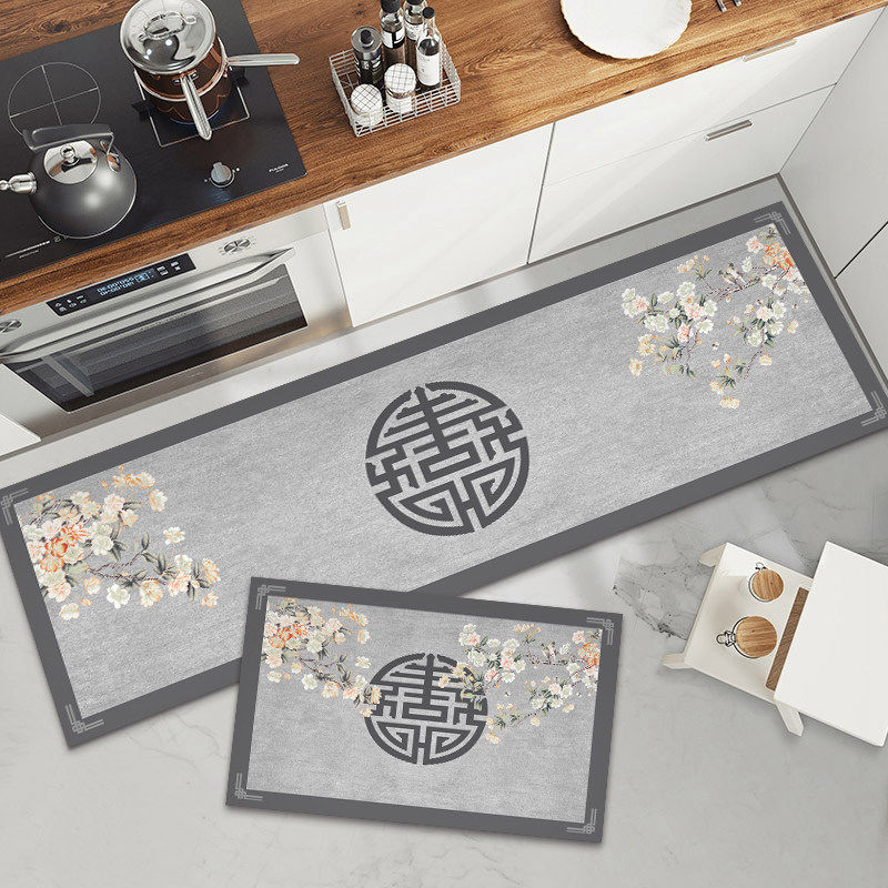 现代新中式厨房地垫防滑吸水耐脏门垫进门脚垫卧室长条床边地毯,居家布艺,家用脚垫,淘宝优惠券,粉丝福利购,淘宝优惠卷