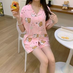 一二布布睡衣女款夏季大码短袖短裤夏天可爱休闲宿舍家居服套装