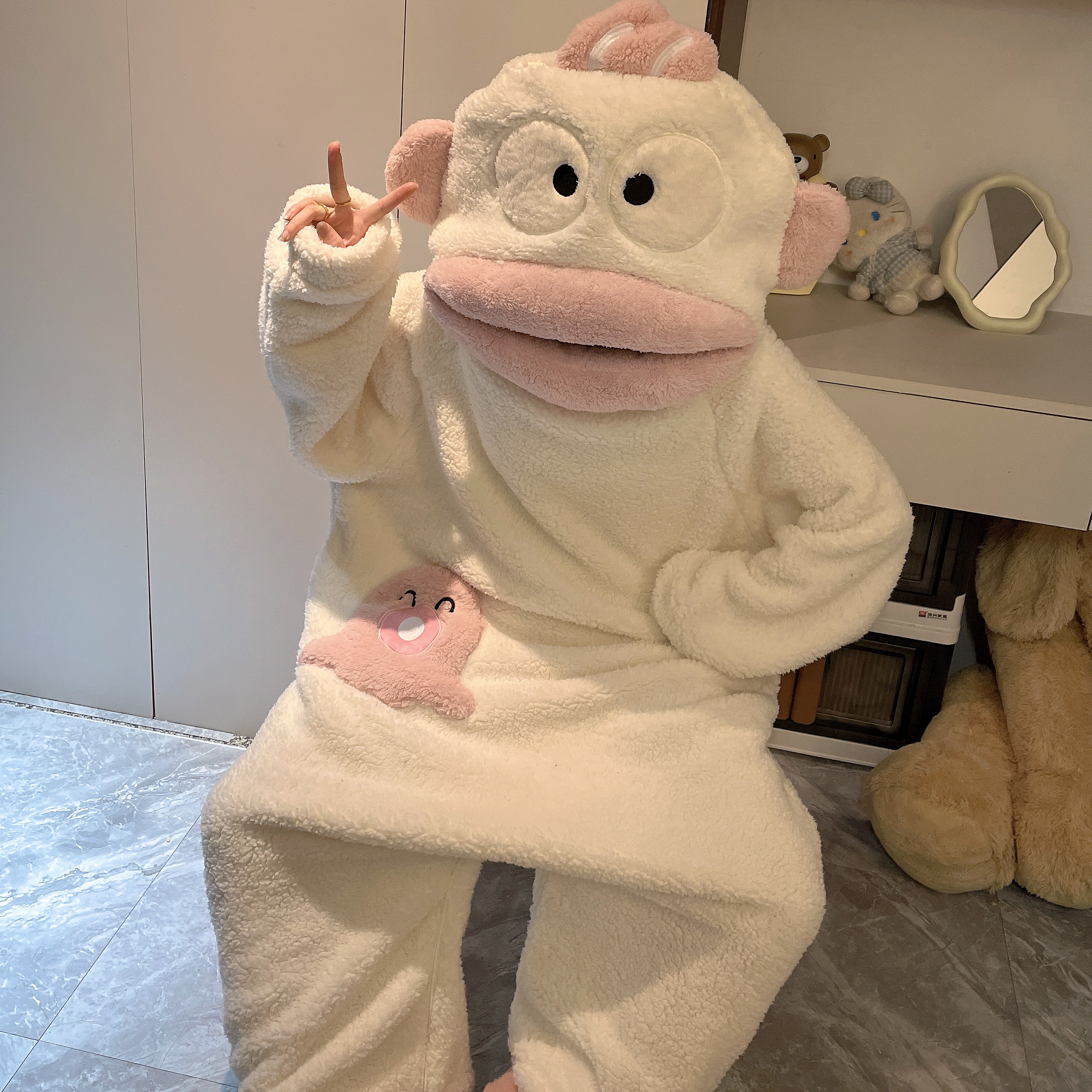 小丑鱼连体珊瑚绒加绒加厚睡衣