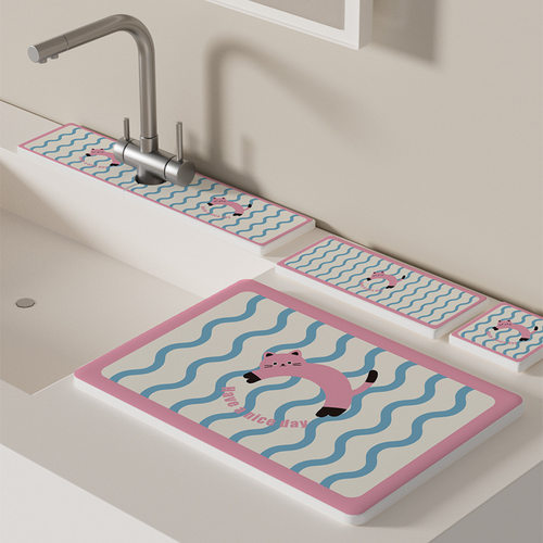 出口韩国硬硅藻泥卡通水龙头垫沥水垫子浴室水池洗手台面吸水垫