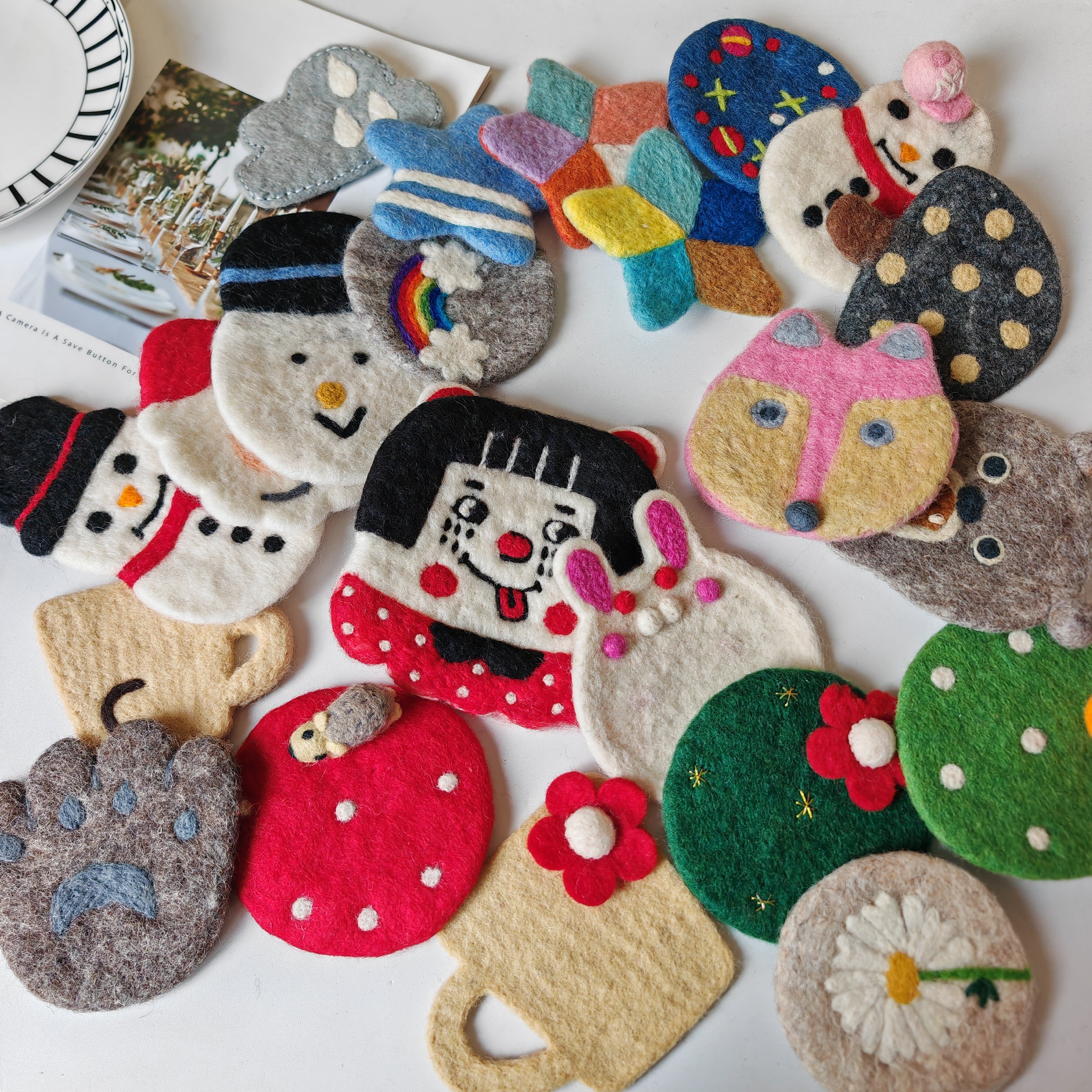 尼泊尔进口手工羊毛毡卡通可爱云朵彩虹圣诞雪人万圣节伴手礼杯垫,餐饮具,杯垫,淘宝优惠券,粉丝福利购,淘宝优惠卷