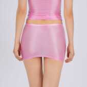 油亮光泽丝滑超薄透明迷你超短包臀齐小裙性感免脱欧美辣妹透气