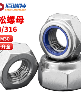 304不锈钢防松自锁螺母M3M4M5M6M8M10六角细牙反牙螺帽防滑螺丝帽