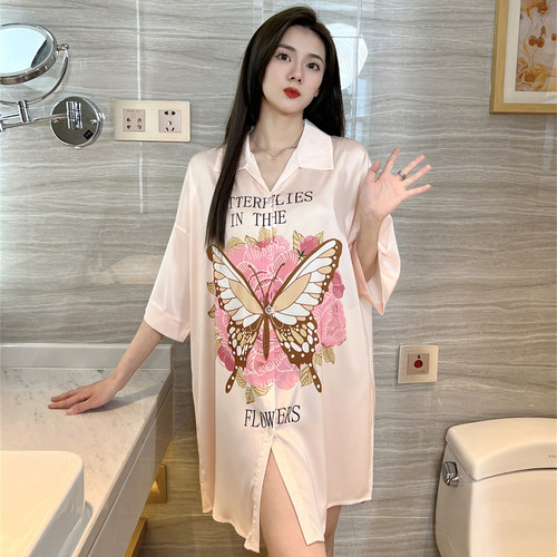 冰丝睡裙女士新款轻奢风性感衬衫