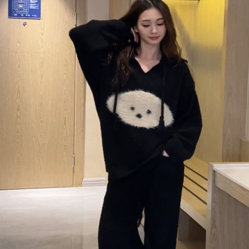 软绵绵可外穿半边绒睡衣女士套装