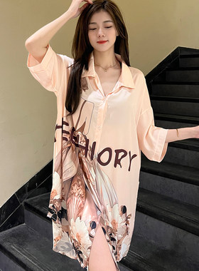 香槟色高级感冰丝睡裙女士家居服