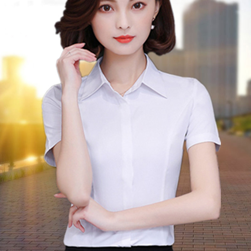 白衬衫女短袖职业装2025夏季新款白领商务衬衣正装团购工作服面试