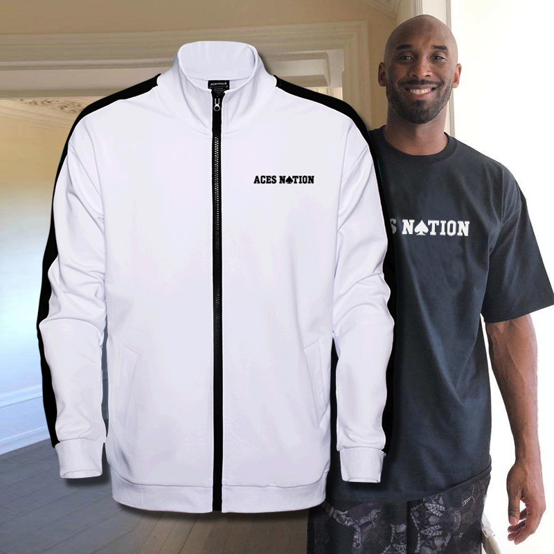 湖人队科比退役纪念aces新款保暖外套黑曼巴kobe休闲立领开衫卫衣