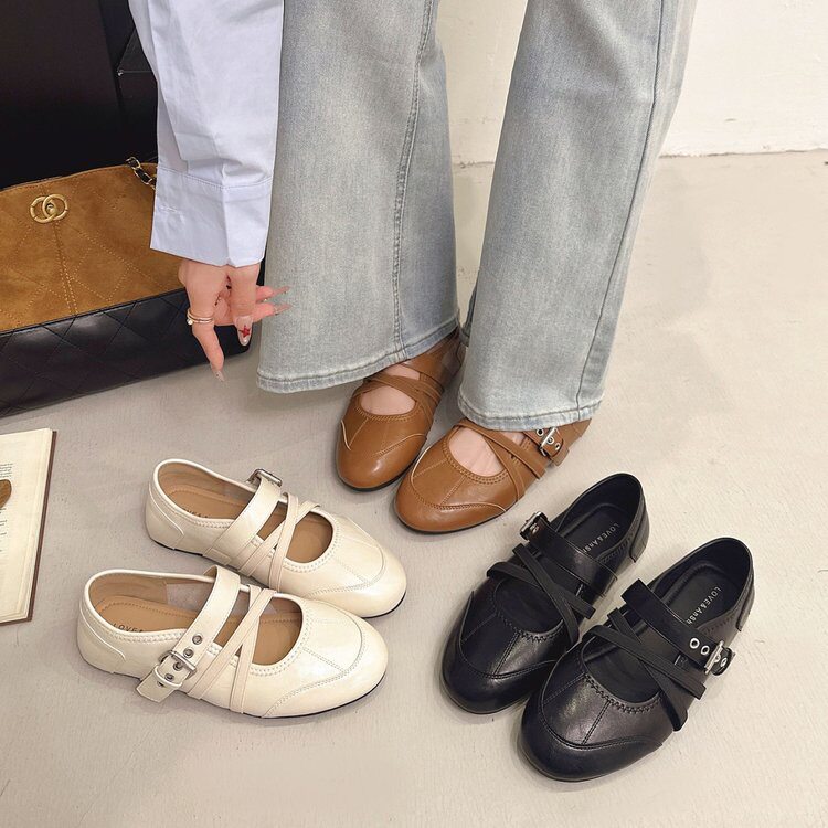 2026新款春夏软底玛丽珍小皮鞋单鞋芭蕾风浅口平底配裙子豆豆鞋女
